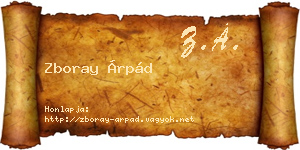 Zboray Árpád névjegykártya